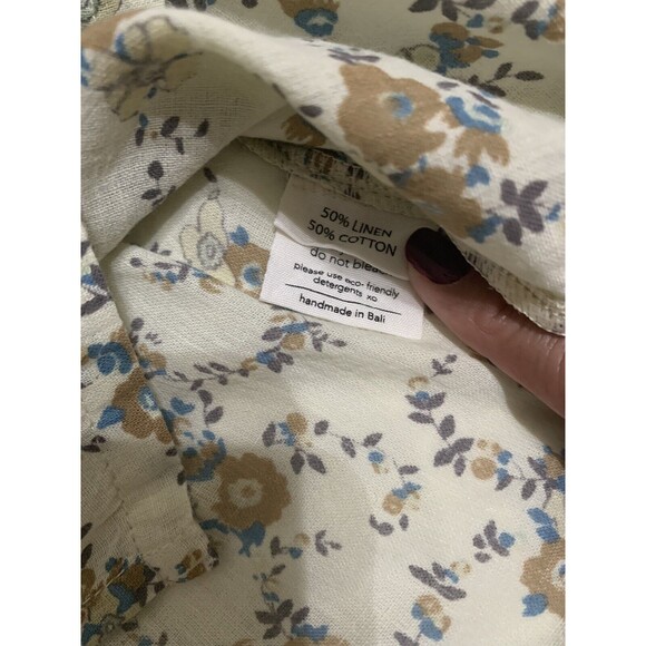 Yoli & Otis Girls Floral Blouse Beige & Brown Long Sleeve Linen/Cotton Size 6Y - Picture 5 of 6